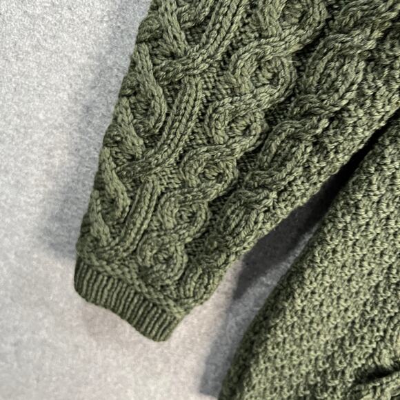 Aran Craft Merino Wool Zip-Front Cardigan Cardi Green Size Medium - Picture 5 of 12